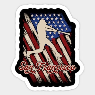 Patriotic USA Flag San Francisco Baseball Fan Sticker